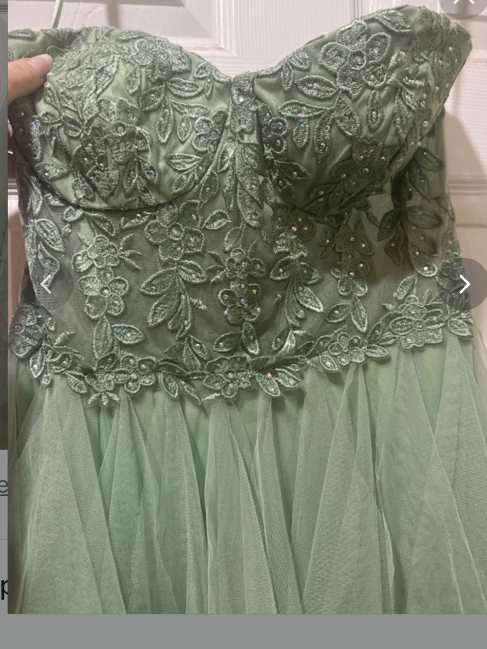 Windsor Mint Green Layered Tulle Ruffle Prom Gown - Picture 2 of 8